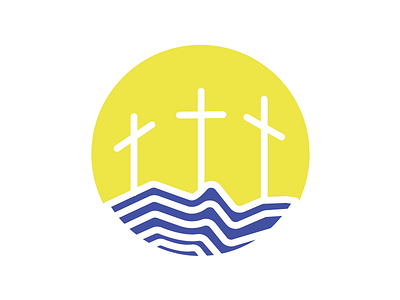 Camp Logo - Colored In blue camp cross island lake lutheran monoweight waves yellow