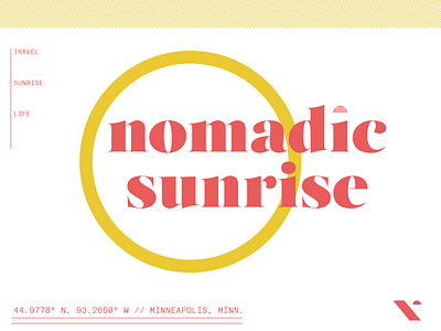 Nomadic Sunrise_07 identity layout logo pink sunrise travel type yellow