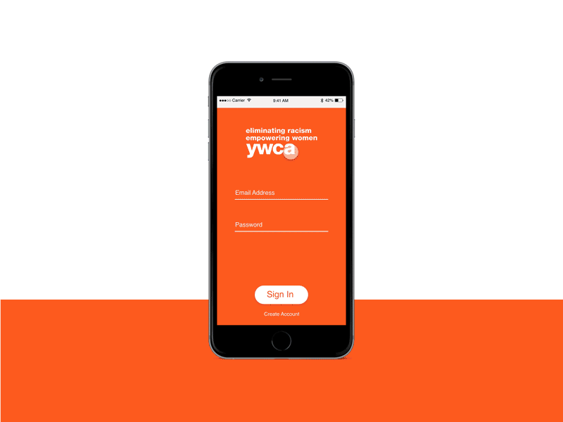 YWCA App Concept app app design fitness mockup orange xd ywca
