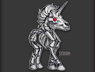 Unicorn Skeleton Custom Graphic T-shirt/Apparel by Studio Storam on