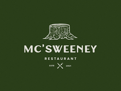 McSweeny logotype version 2 branding design digital drawing forest illustration logo logo design logotype restaurant restaurant branding restaurant logo spruce tree logo tree trunk typography vector