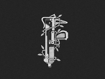 36 days of type - F 36 days f 36 days of type 36daysoftype digital digital illustration drawing f gun illustration procreate thorns type typography