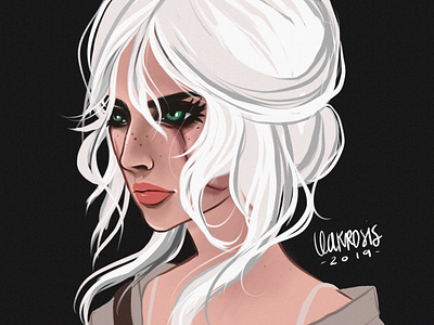 Ciri Fan Art, The Witcher art artwork ciri digital digital illustration digital painting digitalart drawing drawingart fanart fancy girl illustration portrait procreate white hair witcher