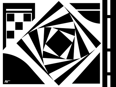 Hypnotics black design graphic lines rectangle shapes spiral square white