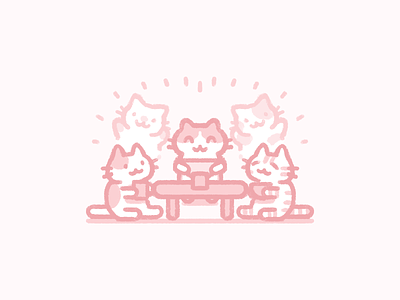 Family cats characters cute cute art cute illustration flat color illustration kitty pink