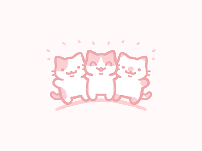 Good Buddies cat characters cute cute animals cute art flat color illustrator kitty pink
