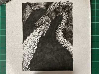 Inktober day 12 (Dragon) art artist detail dragon drawing fire illustration ink inktober inktober2019 sketch