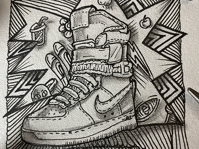 Inktober day 20 (Tread) art draw drawing graphics illustration ink inktober line nike sketch sketchbook sneakers trainers