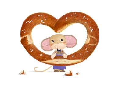 Illustration of a mouse & pretzel