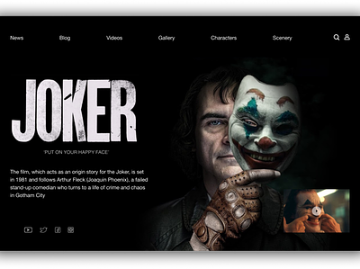Joker Movie Website Concept joker joker movie movie ui ui ux ui design uidesign webdesign website website concept website design