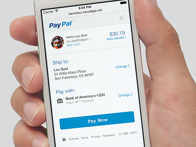 PayPal Checkout Redesign checkout design iphone mobile payment payments paypal responsive