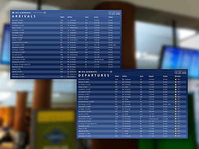 US Airways flight information displays airline airport arrival departure flight ontime schedule travel usairways weather