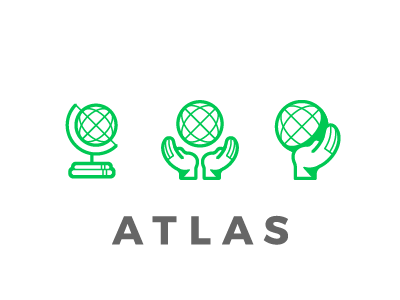 Atlas Revisited atlas combination mark design globe line logo minimal pictomark