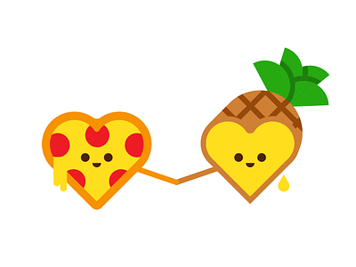 Forbidden Love flat illustration minimal minimalistic pineapple pizza vector