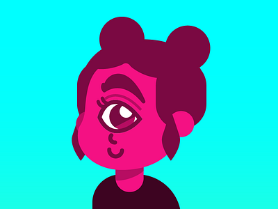 Cyclops Girl Portrait color cyclops flat girl illustration minimal portrait vector