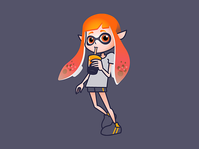 Squid Kid 2 e3 flat gradient illustration nintendo spla2n splatoon switch vector