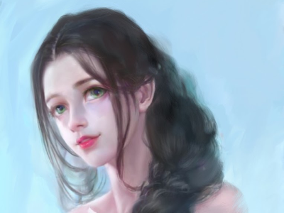 Korean girl digital art drawing illustration oil painting painting