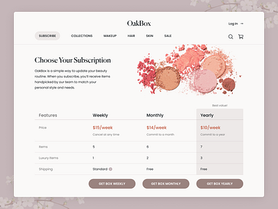 Pricing 030 cosmetics dailyui makeup pricing subscription