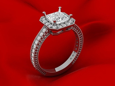 Luxury Princess Ring 3D Model jewel jewelery jewellery jewelry jewelry design jewelry designer jewels matrix rhino3d rhinoceros