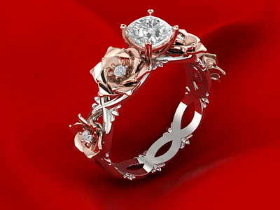 Unique Rose Ring 3D Model 3d art design jewel jewelery jewellery jewelry jewelry design jewelry designer jewels matrix printable render rhino rhino3d rhinoceros ring rings stl store