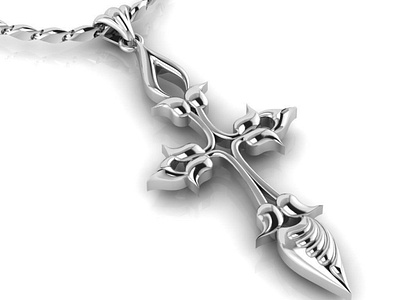 Ornamental Cross Pendant 3D Model