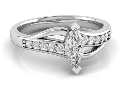 Engagement Ring with Marquise 3D Model