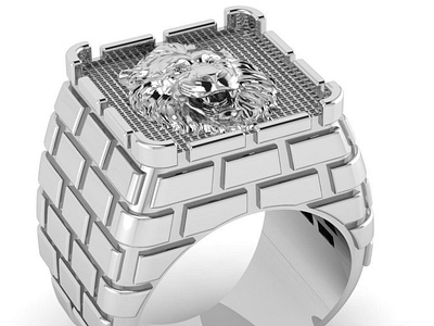 Signet Ring Castle Design with Lion Head 3D Model jewel jewelery jewellery jewelry jewelry design jewelry designer jewels matrix rhino3d rhinoceros