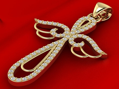 Cross with Angel's Wings 3D Model jewel jewelery jewellery jewelry jewelry design jewelry designer jewels matrix rhino3d rhinoceros