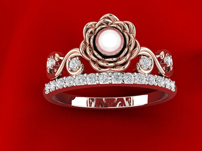 Rose Ring with Pearl 3D Model jewel jewelery jewellery jewelry jewelry design jewelry designer jewels matrix rhino3d rhinoceros