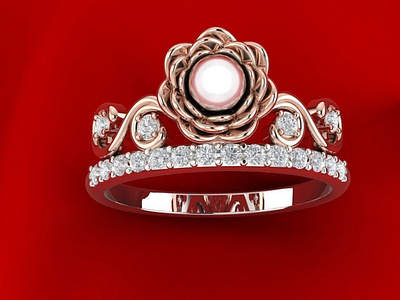 Rose Ring with Pearl 3D Model