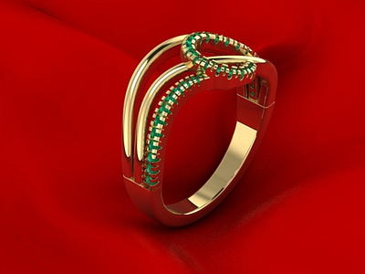 Ornamental Ring with Gems 3D Model