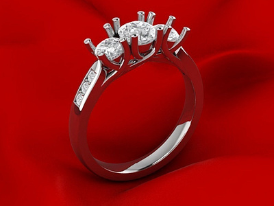 3 Gem Comfort Fit Ring 3D Model jewel jewelery jewellery jewelry jewelry design jewelry designer jewels matrix rhino3d rhinoceros