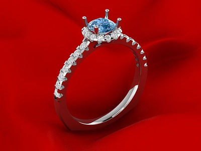 Luxury Engagement Cluster Halo Ring Design 3D Model