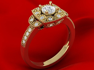 Vintage Luxury Engagement Ring 3D Model
