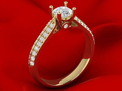 Slim Female Engagement Ring 3D Model