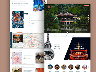 A web landing page for travel planning in Tokyo