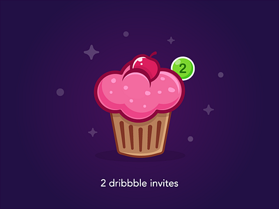 2x Invites cupcakes illustration invites