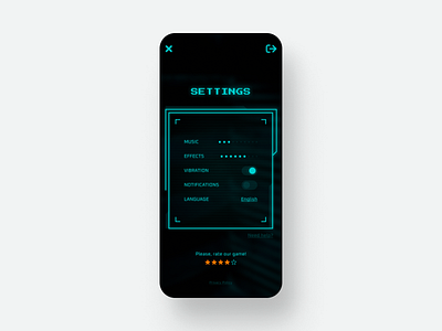 Daily UI #7 ~ Settings app awsmcolor concept cyberpunk daily daily ui dailyuichallenge game mobile screen settings ui ux