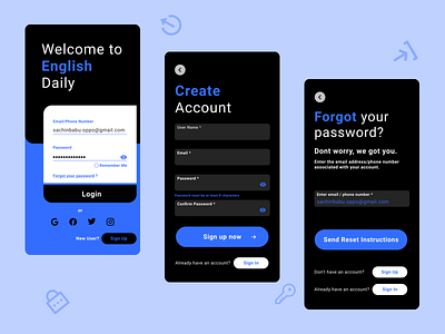 English Daily - Account Details adobe illustrator adobe xd design figma figmadesign photoshop ui ux