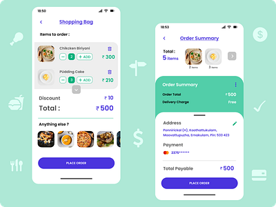 Food Item . Order . Payment adobe illustrator adobe xd figma figmadesign photoshop ui ux