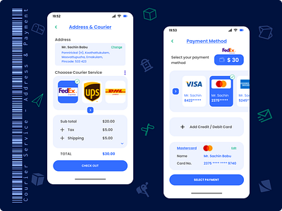 Courier Service: Address & Payment adobe illustrator adobe xd design figma figmadesign photoshop ui ux
