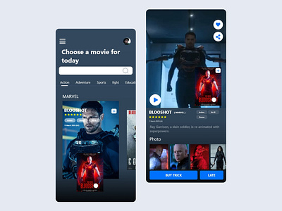 Movie time : Dashboard and select Mobile App Design #2