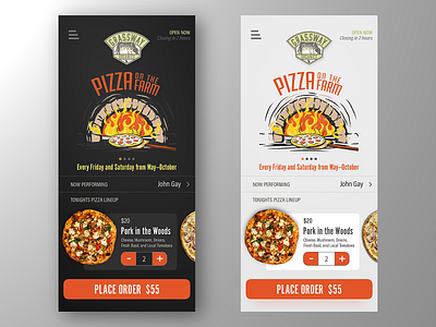 Pizza on The Farm food form design ios mobile online ordering online store pizza pizza logo pizza menu restaurant sketch ui