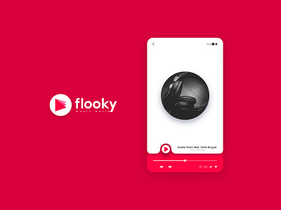 logo and ui design for flooky music app branding creative logo flat icon design identity identity design illustrator logo logo mark logo process logos mobile ui modern logo typogaphy ui vector