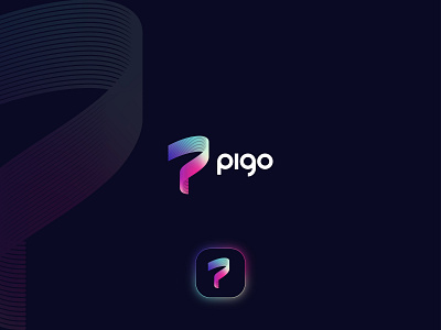 Logo Design for pigo abstract app branding creative logo flat gradient logo icon design identity illustrator logo logo design logo designer logo mark logo process logos modern logo p letter logo p logo simple vector