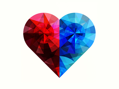 Fire & Ice crystal fire gem geometric heart ice illustration jewel red ruby sapphire