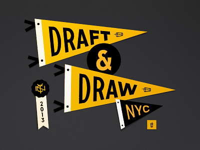 Draft & Draw Pennants draft and draw event illustration nyc pennants