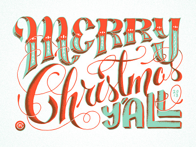 Merry Christmas Y'all card christmas greeting holiday lettering letterpress south type yall