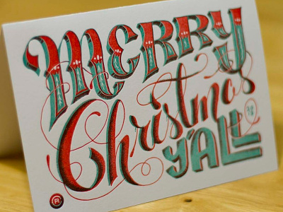 Merry Christmas Y'all! christmas christmas card holiday lettepress print