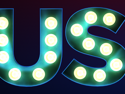Us 3d broadway lights type typography